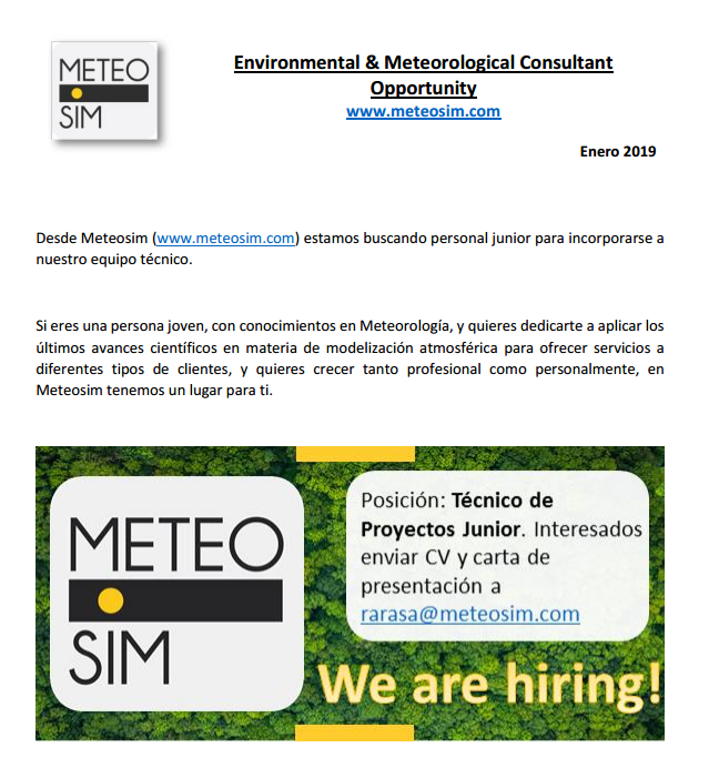 Oportunidad de trabajo en METEOSIM